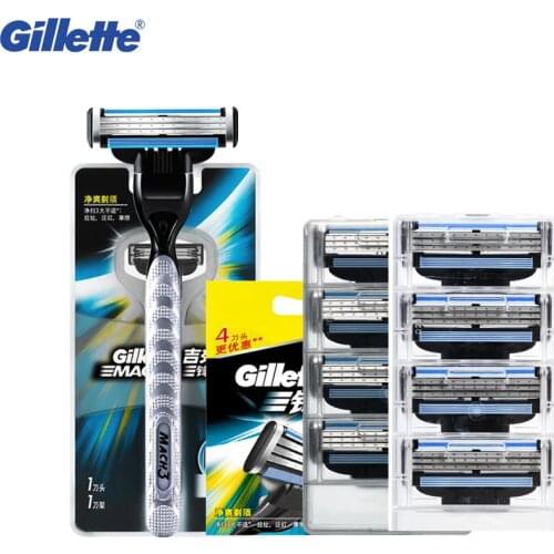 Safety Razors Original Gillette Mach 3 Mens Shaving Razor Blades Shave Shaver Blades 1 Straight Razor 8 Blades