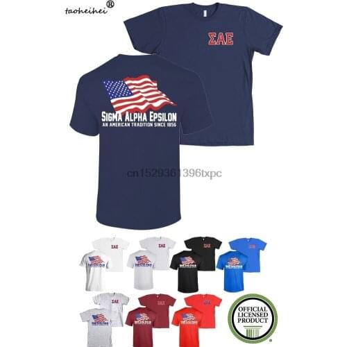 Sigma Alpha Epsilon Fraternity Bella+Canvas American Flag USA SAE Shirt