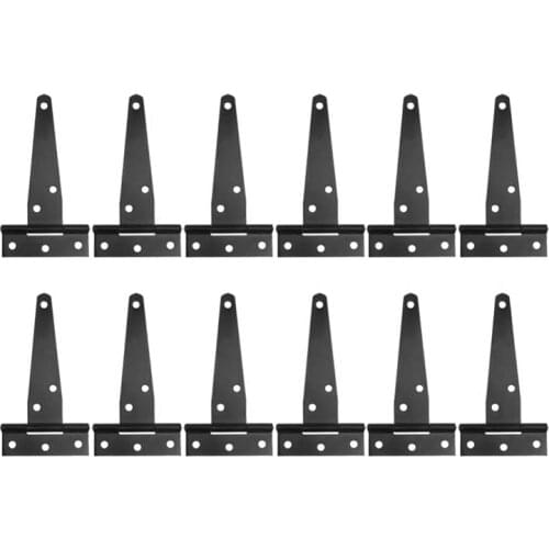 Black T-Shaped Belt Hinge Shed Door T-Shaped Door Hinge Rust-Proof Barn Door Hinge 4 Inches 12 Pieces