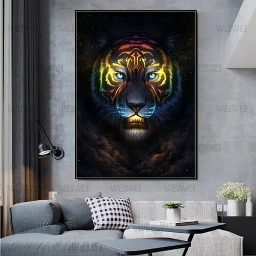 Home Decoration Cool and Dazzling Tiger Poster Wall Art Canvas Painting Used To Decorate Use for Bedroom and Living Room
