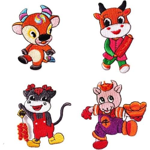 Diy Cartoons Zodiac Cattle Patch Applique Embroidered Patches For Clothing Cute Animal Badge Patch Iron On Patches On Clothes