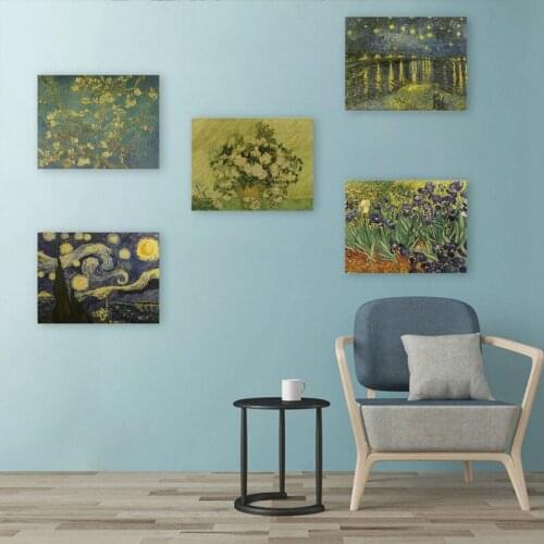 2021 For 47x36cm Monet/van Gogh /Famous Oil Painting Kraft Paper Bar Poster Retro Poster Home Decorative Painting