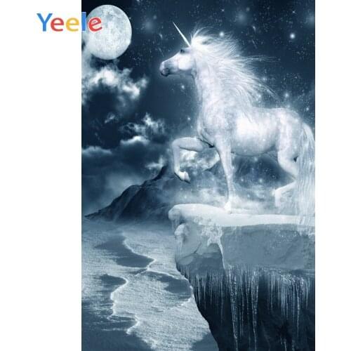 Yeele Unicorn Horse Moon Glitter Ice Mount Room Decor Photography Backdrop Personalized Photographic Background For Photo Studio