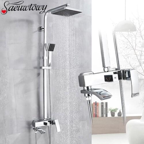 Wall Mount Chrome Shower Rain Shower Faucet 8" Shower Faucet Head Waterfall Bathtub Faucet Tap Bathroom Shower Faucet Taps
