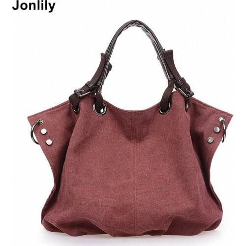 Jonlily Womens Casual Tote Canvas Handbag Fashion Shoulder Bags Classic Purse for Ladies and Girls -KG015
