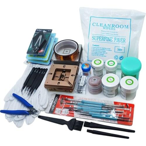 1Set Brown Reballing Directly Heat Stencils Solder Paste Tin Balls Station Steel Mesh 47PCS BGA Reball Kit for SMT Rework Repair