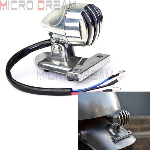 LED Custom Motorcycle Rear Brake Taillight Polished Grille Cover License Plate Lamp w/Mini Bracket Universal Cafe Racer Choppers