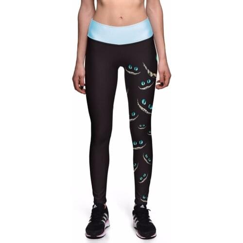 Sexy Women Pants Green-eyed smiley Face 3D Print High Stretch Fitness Jeggings leggings