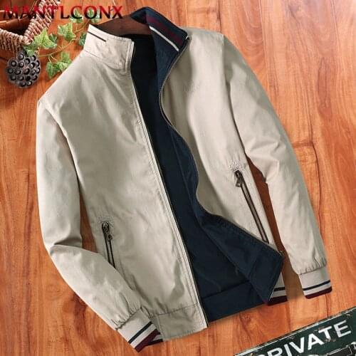 MANTLCONX 2020 New Spring Autumn Mens Jackets Casual Coats Solid Color Mens Clothing Stand Collar Jackets Men Double-Side Wear