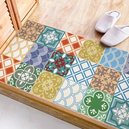 Funlife moroccan decor floor stickers beige&black geometry wall sticker removable floor sticker art decal home room bathroomB020