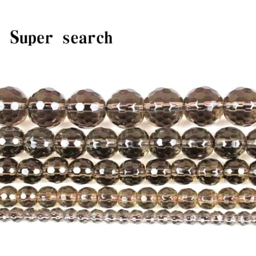Natural tea crystal 64 faceted loose beads DIY jewelry accessories hand string beads semi-finished wholesale Bracelet women