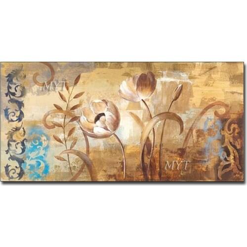 100% Hand-painted Newest Gold Flower Design Oil Painting Modern Home Wall Decoration Paintings Wall Hanging Art Canvas Pictures