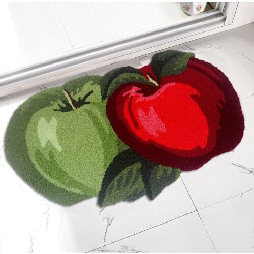 New Net Red Apple Carpet Nordic Cute Big Apple Carpet Green Fruit Non-slip Stair Mat Bohemian Decor Kitchen Mat