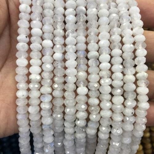 Wholesale 2string Natural Moonstone Feldspar stone Beads Faceted 4x6mm 5x8mm Faceted Roundel Beads For jewelry DIY 15.5"/string