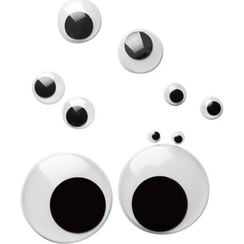 Handmade DIY 100 Pcs / lot Eye Activities Moving Eyeball Plastic Eyes Scrapbook with Adhesive Sticker for Kids Doll Toy