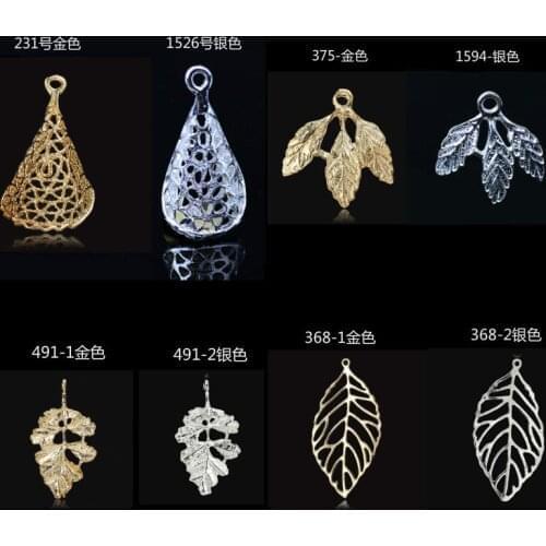 20pc/lot Variety Korean cute bright gold color leaf pendant hollow charm for headdress Accessories DIY Jewelry fitting handmade