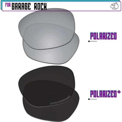 EZReplace Polarized Replacement Lenses for - Oakley Garage Rock Sunglasses - BlackP Plus-Silver P