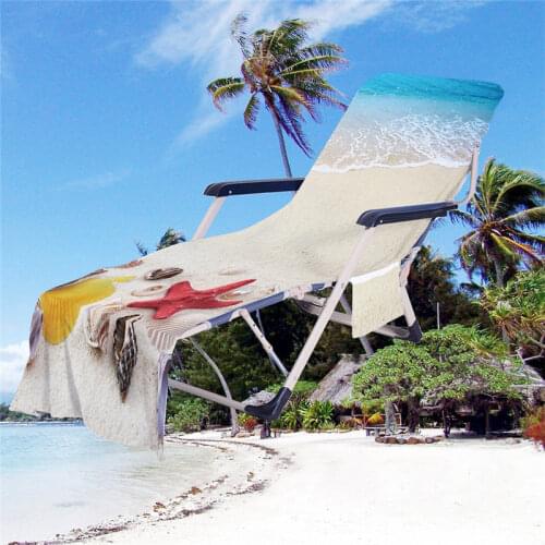 Popular Summer Beach Chair Cover with Side Pocket Cozy Microfiber Long Lounge Cover Folding Recliner Towel 210x73cm