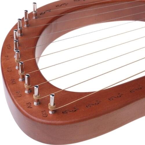 Portable Practice Harp Solid Wood 10 String Lier Harp Musical Instrument Gifts U7EF
