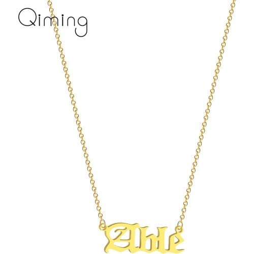 Simple Letter Able Womens Necklace For Women Babygirl Old English Font Tiny Stainless Steel Collier Choker Necklace