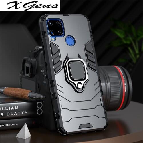 Shockproof Armor Case for Realme C15 C17 C12 C11 V5 Ring Stand Silicone Phone Back Cover for OPPO Realme Q2 Q2 Pro