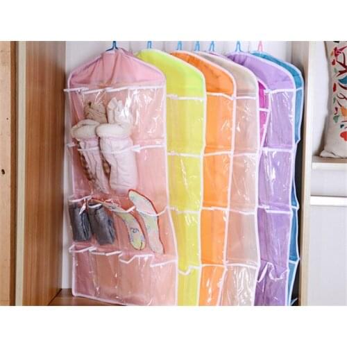 Reticulate Hanging Underwear Organizer For Wardrobe Closet Storage Bag Door Wall Breathable Bra Sundry Bag With Hanger Pouch