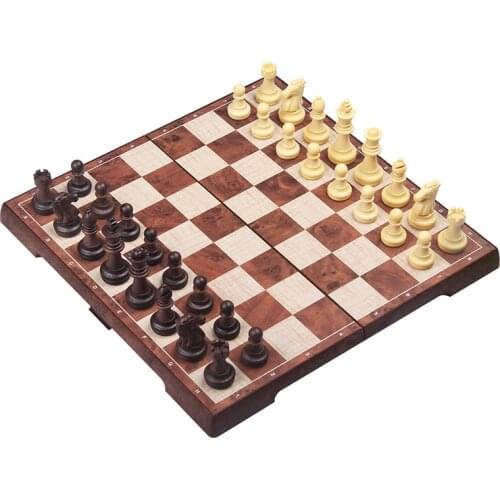 2 in 1 Leisure Educational Toy Chess Set Imitation Wooden Foldable Magnetic Chess Checkers Birthday Gifts For Children Ajedrez
