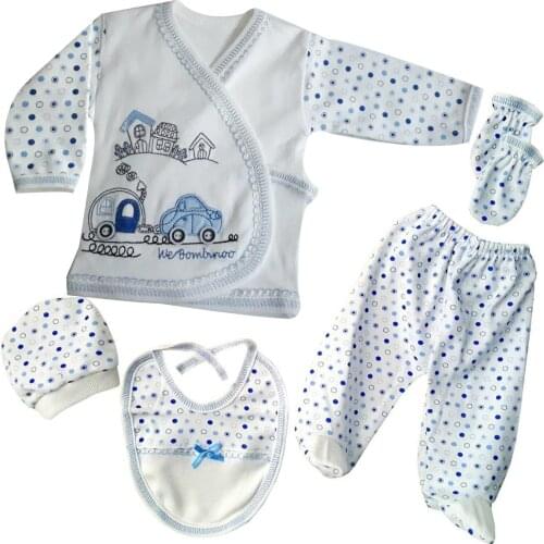 Blue Trolley Polka Dot 5 Piece Hospital Output Set