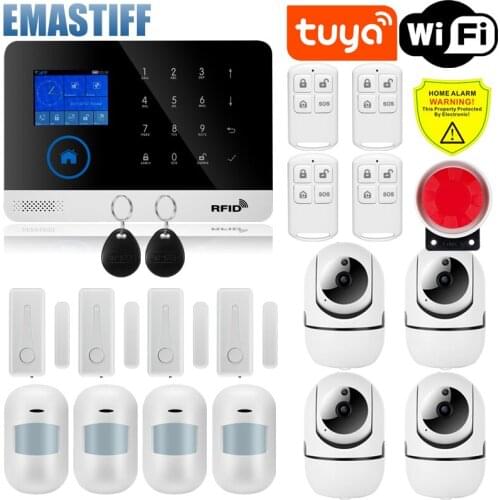 433MHz All Touch Screen Wireless WIFI GSM RFID Card Burglar Alarm System Smart Home Security DIY Alarm TUYA Smart Life