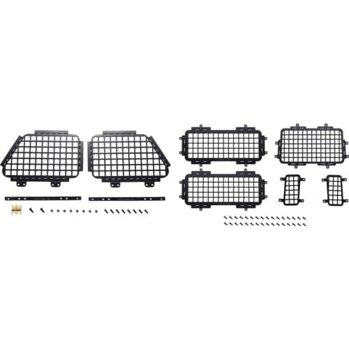 For MN D90 D99S MN99S 1/12 Foldable Car Window Protective Net Window Guard & Rear Side Metal Stereoscopic Window Mesh