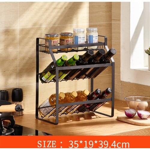 Kitchenware countertop storage shelf rack Home floor multi-function Seasoning rack Oil salt sauce vinegar Multi-layer shelf