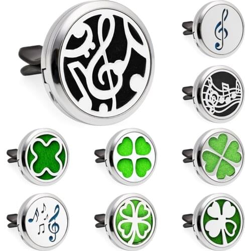 Music Note Clover Essential Oil Perfume Car Diffuser 30mm Magnetic Open Locket 10pcs Pads Free