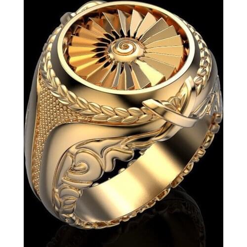 Vintage Punk Rings Heavy Metal Turbine Design Domineering Geometric Jewelry For Men Wedding Gifts Rock Party Best Accessories