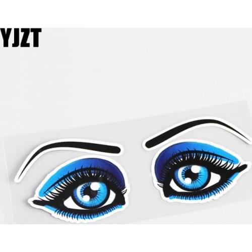 YJZT 15CM*5.5CM Beautiful Eye Cartoon Decal Decor Car Sticker PVC 13-0484