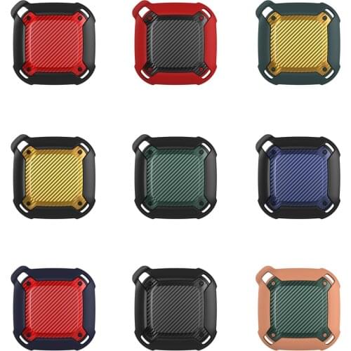 TPU Protective Cover for Apple Airtags Tracker Carbon Fiber Protector Hard Shell for Airtags Locator Case Sleeve with Keyring