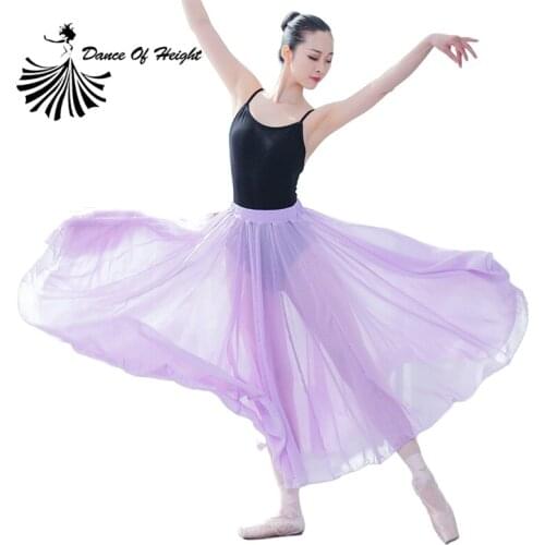 New Women Soft Chiffon Ballet Dance Long Skirt Practice Ballet Dance Skirt Adult Female Modern Dance Long Skirt 4Kinds Of Colors