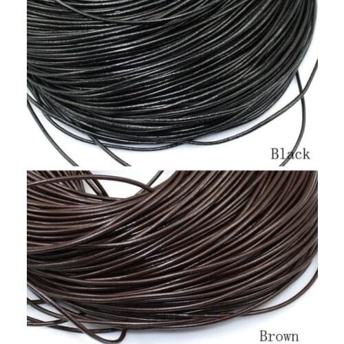 100M/lot light brown black brown 1mm 1.5mm 2mm wax Round COW Genuine Leather Cord accessories Necklace Rope String Thread k5345
