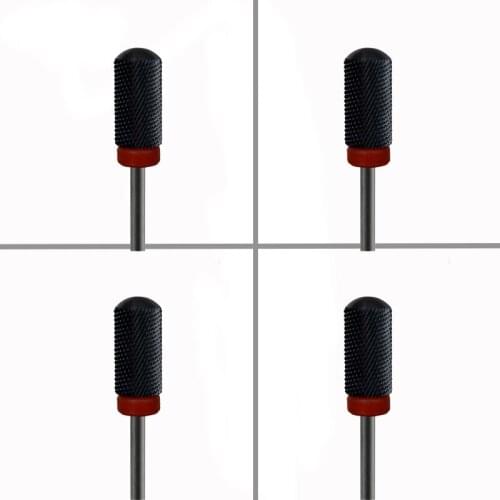 4pcs Black Ceramic Nail Drill Bit - Large Smooth Top Bit - F