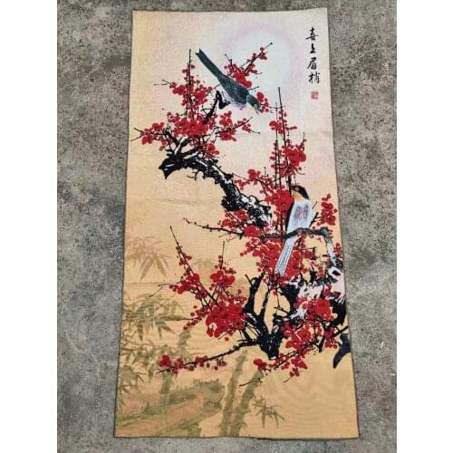 47INCH Beaming brocade porch vertical version line embroidery plum Chinese style living room corridor