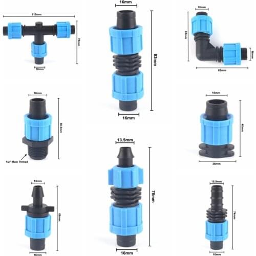 5pcs 16mm Drip Tape Connector Blue Plastic Garden Water Pipe Fittings for Agricultural Drip irrigation System