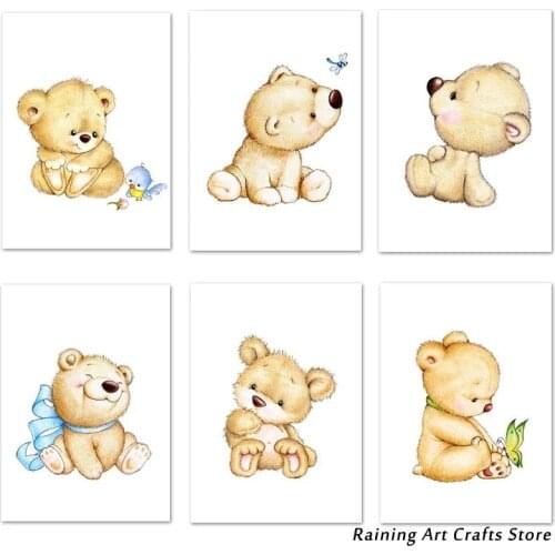 5D Diy Diamond Painting Cartoon Toy Bear Cross Stitch Kits Embroidery Full Square Round Drill Mosaic Pictures Wall Home Decor