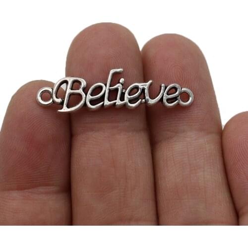 JAKONGO Antique Silver Plated Believe Connectors for Making Bracelet Jewelry Findings Accessories 34x10mm 8pcs