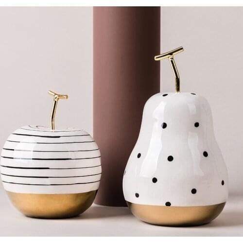 Pear shaped fruit plate home decoration accessories modern Living room Ceramic handmade crafts Desktop Display Christmas Gifts