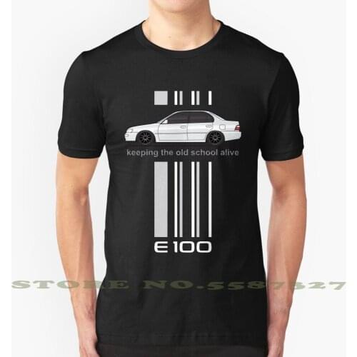 White E100 Sedan Fashion Vintage Tshirt T Shirts Ae101 Ae102 E100 Corolla Sedan Fast Race Racing Drift Furious Car Speed Black