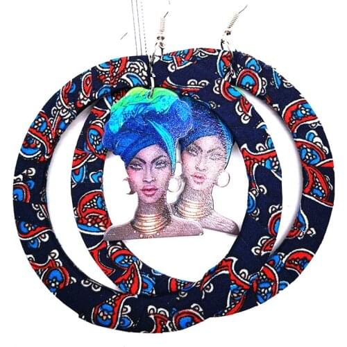Free Shipping! Few Stock Fabric African Wooden Earrings can mixed colors