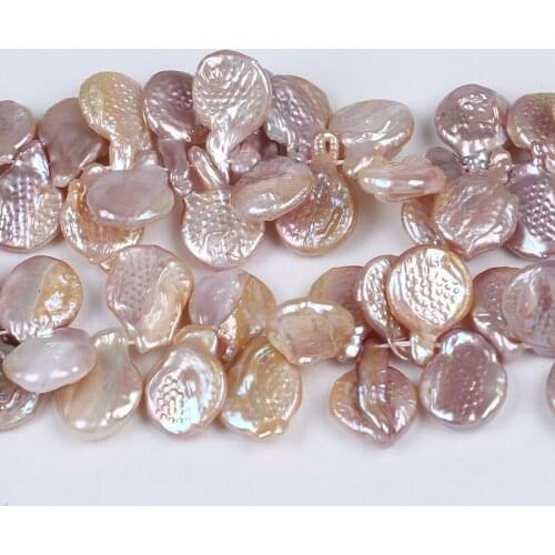 Big Size 15-16mm Purple Color Natural Freshwater Pearl Strand Top Hole Coin Shape Beads With Small Tail For Jewelry Making