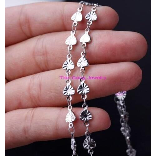 Lots Price 5meters Stainless Steel 5mm Lovely Girls Solid Heart Chain Link DIY Jewelry wholesale jewellery bulk lots