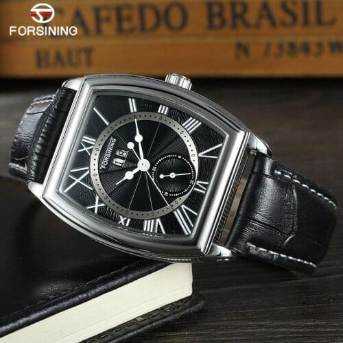 FORSINING Classic Men Watch Luxury Top Brand Leather Auto Mechanical Watch Complete Calendar Relogio Masculino