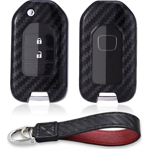 Kwaks Car Key Cover PC Case Carbon Fiber Pattern For Honda CRV CRIDER JADE XRV VEZEL ODYSSEY ACCORD CIVIC Folding Flip