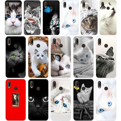252H cat kitty blue eyes cute animal pet Soft Silicone Tpu Cover Case for huawei Nova 3 3i p smart